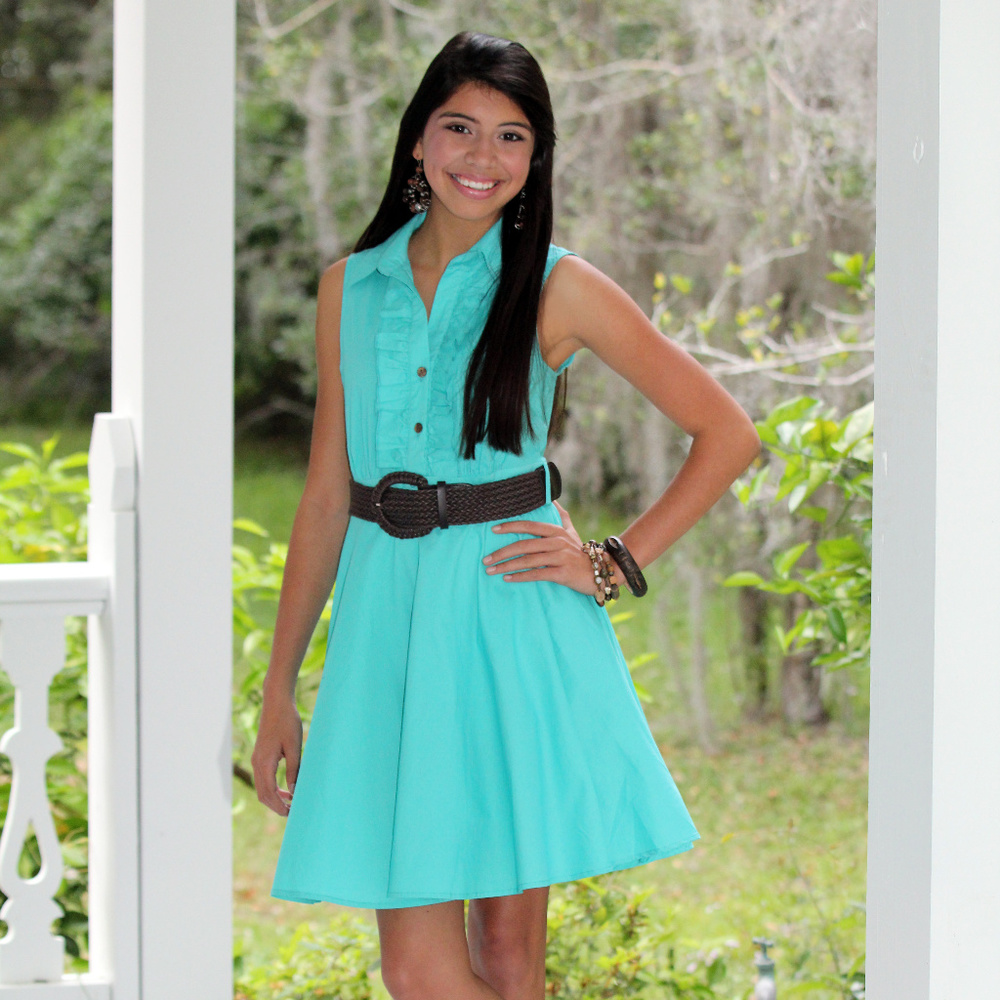 Turquoise Ruffle Dress - Picture 2 of 2